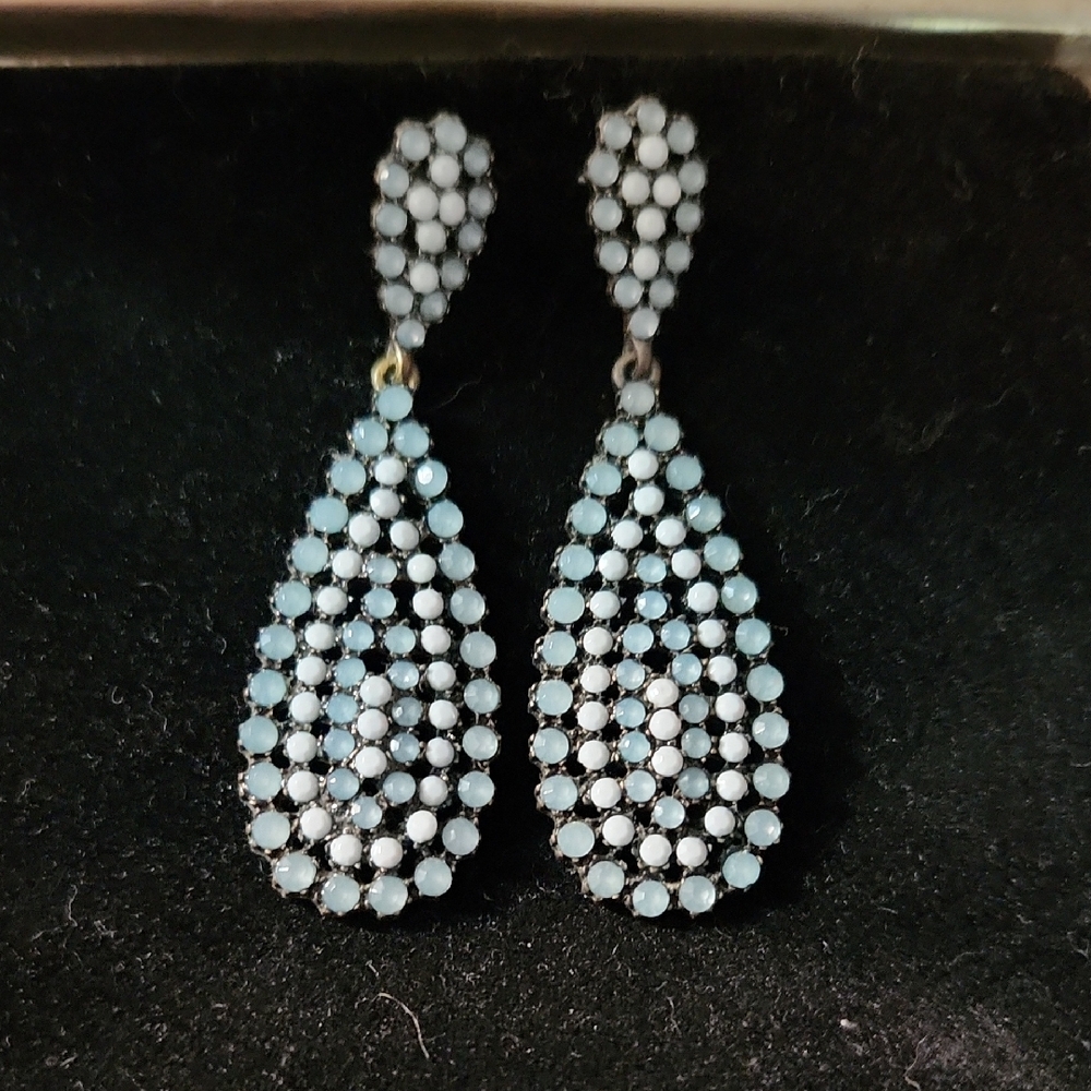 ZARA Light Blue and White Teardrop Earrings